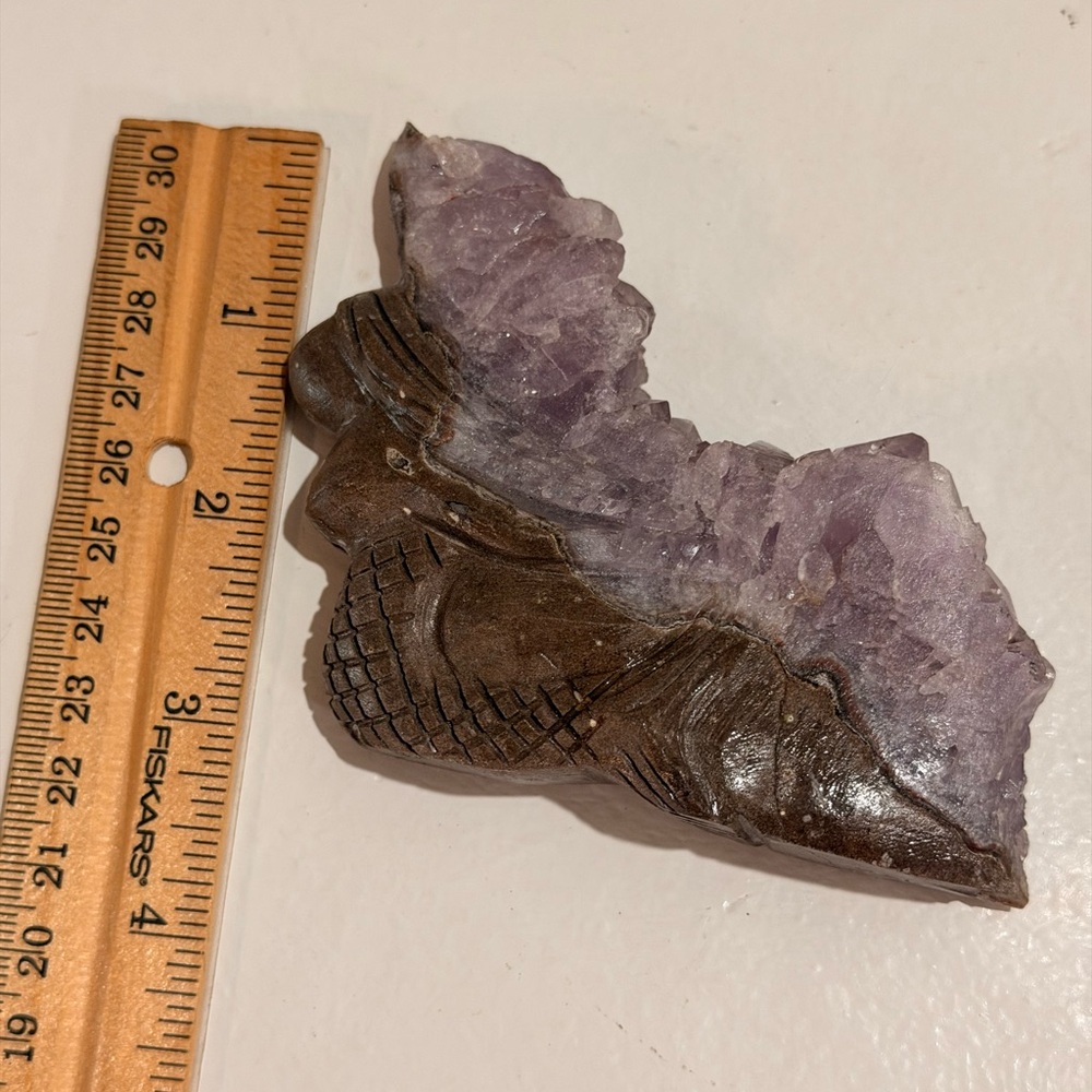 Amethyst Crystal Cluster Mermaid Carving Natural Quartz Geode Sculpture - Picture 7 of 7